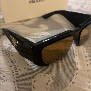 Prada Men's Sunglasses in Black with Gold Accents